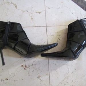 Cesare Paciotti Size 38 Leather Stiletto Heels Black Ankle Boots Booties $1040